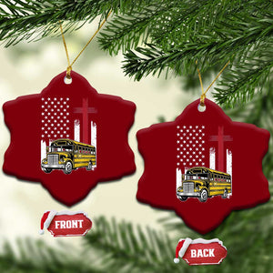 Bus Driver Patriotic Christian USA Flag Ceramic Ornament School Bus Driver TS14 Print Your Wear