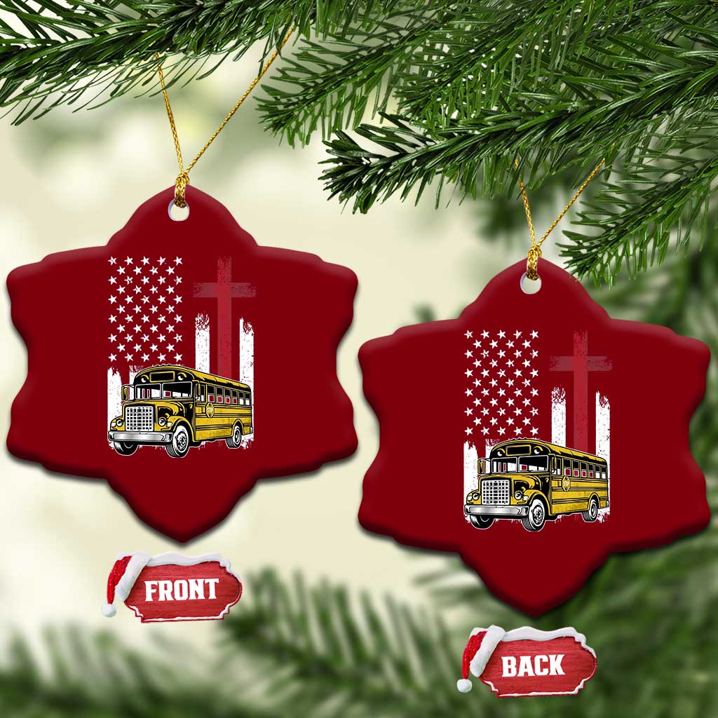 Bus Driver Patriotic Christian USA Flag Ceramic Ornament School Bus Driver TS14 Print Your Wear