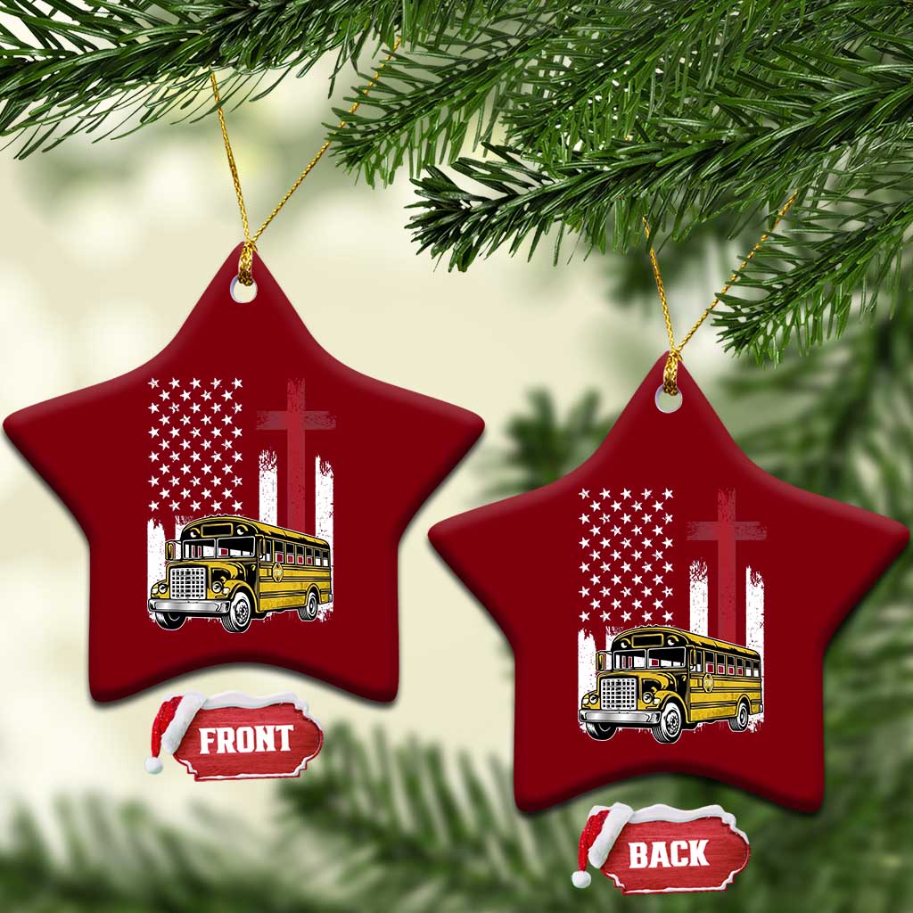 Bus Driver Patriotic Christian USA Flag Ceramic Ornament School Bus Driver TS14 Print Your Wear