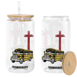 Bus Driver Patriotic Christian USA Flag Glass Can School Bus Driver TS14 Print Your Wear