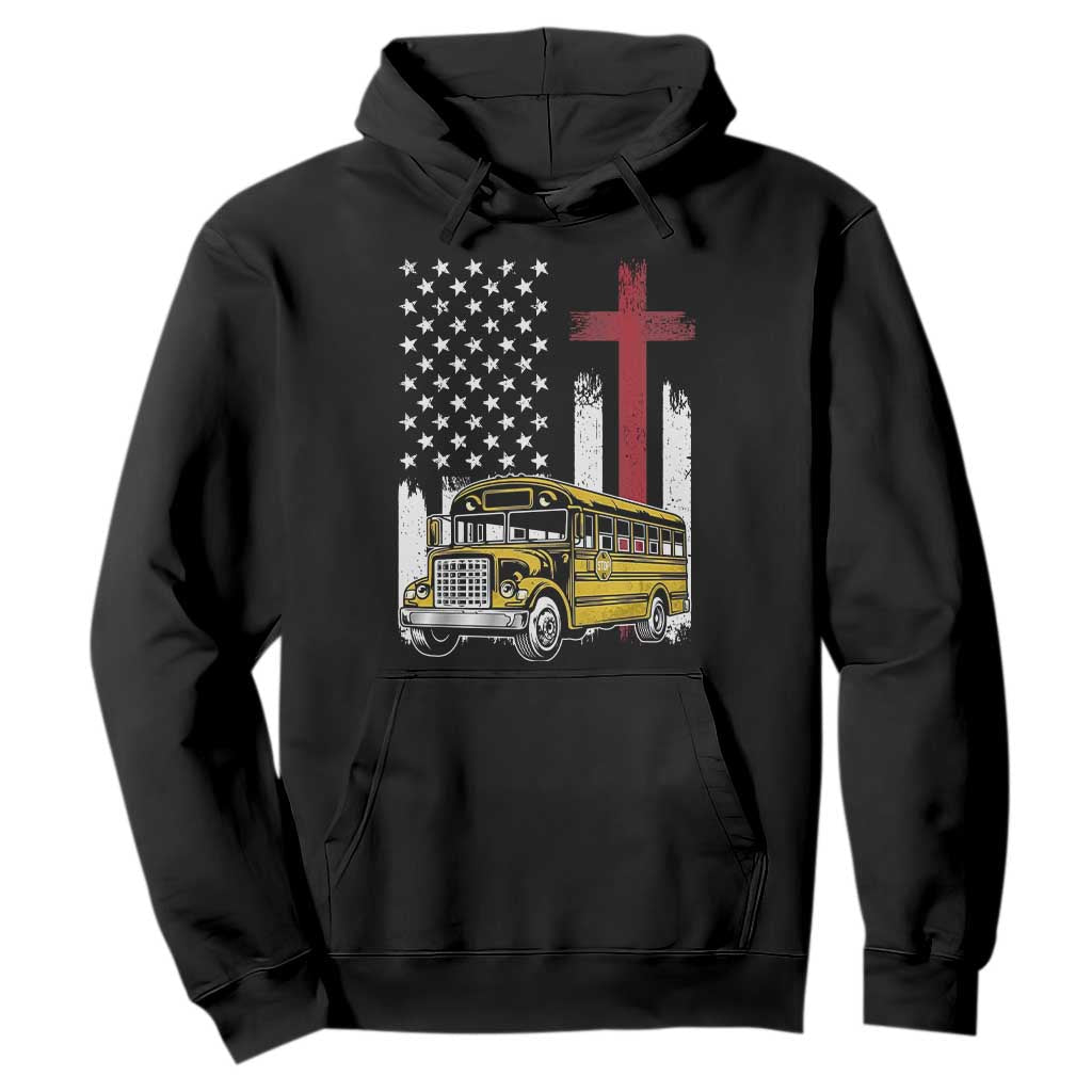 Bus Driver Patriotic Christian USA Flag Hoodie School Bus Driver TS14 Black Print Your Wear
