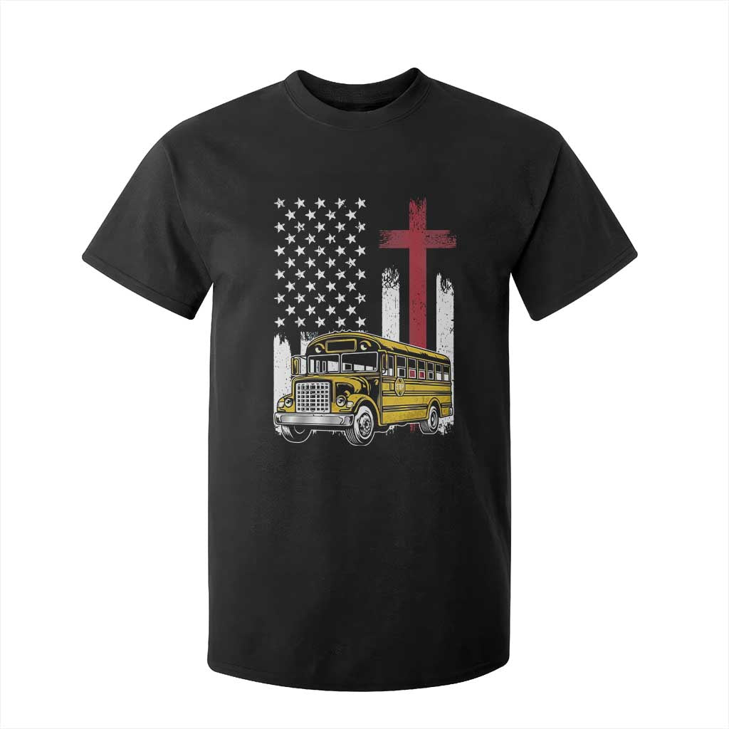 Bus Driver Patriotic Christian USA Flag T Shirt For Kid School Bus Driver TS14 Black Print Your Wear