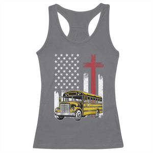 Bus Driver Patriotic Christian USA Flag Racerback Tank Top School Bus Driver TS14 Charcoal Print Your Wear