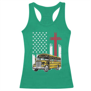 Bus Driver Patriotic Christian USA Flag Racerback Tank Top School Bus Driver TS14 Irish Green Print Your Wear