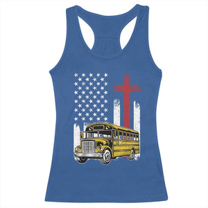 Bus Driver Patriotic Christian USA Flag Racerback Tank Top School Bus Driver TS14 Royal Blue Print Your Wear