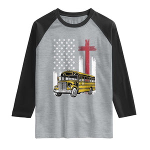 Bus Driver Patriotic Christian USA Flag Raglan Shirt School Bus Driver TS14 Heather Gray Black Print Your Wear