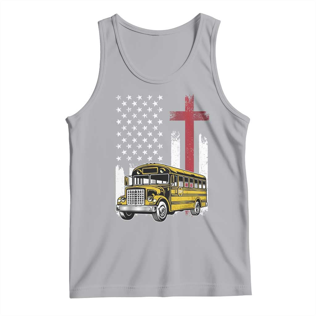 Bus Driver Patriotic Christian USA Flag Tank Top School Bus Driver TS14 Athletic Heather Print Your Wear