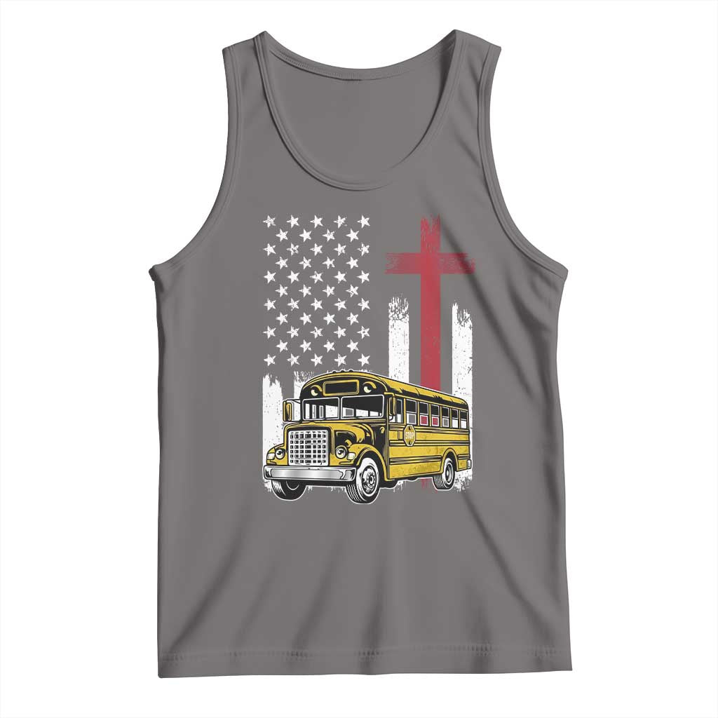 Bus Driver Patriotic Christian USA Flag Tank Top School Bus Driver TS14 Deep Heather Print Your Wear