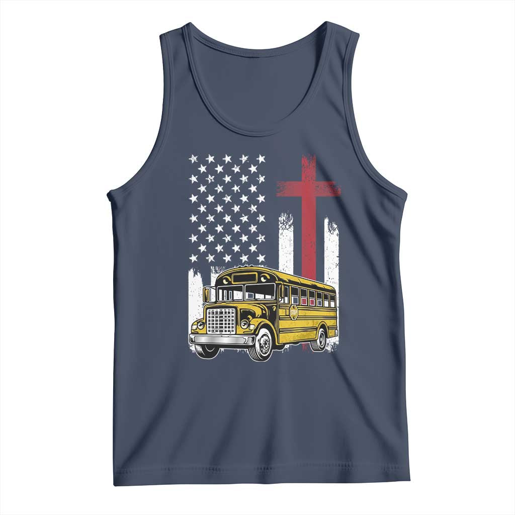 Bus Driver Patriotic Christian USA Flag Tank Top School Bus Driver TS14 Navy Print Your Wear