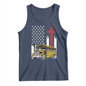 Bus Driver Patriotic Christian USA Flag Tank Top School Bus Driver TS14 Navy Print Your Wear