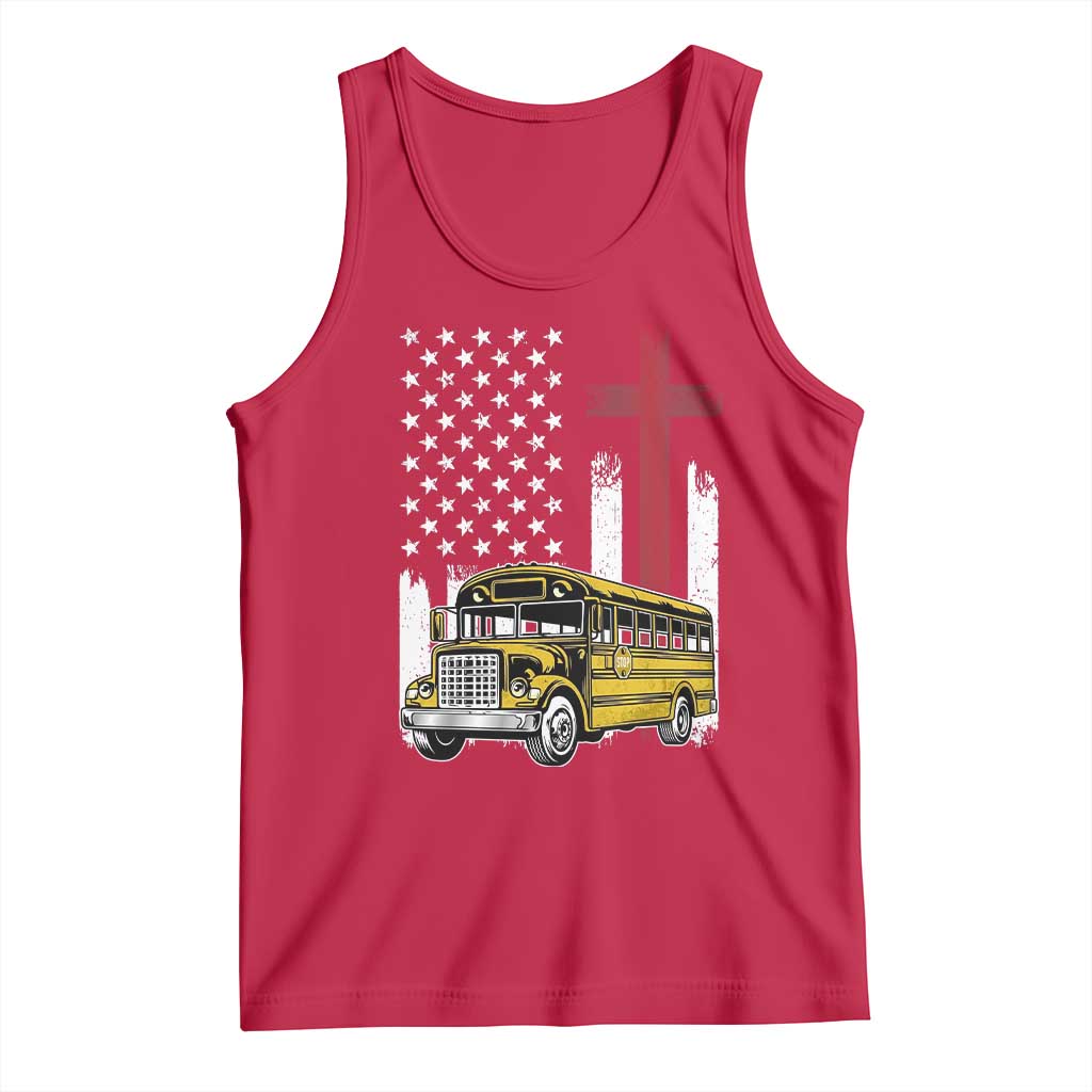 Bus Driver Patriotic Christian USA Flag Tank Top School Bus Driver TS14 Red Print Your Wear
