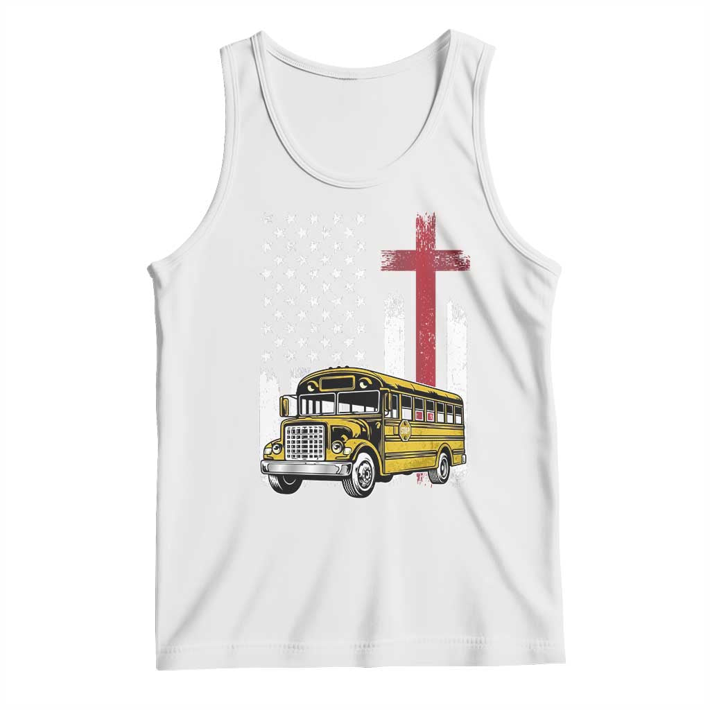 Bus Driver Patriotic Christian USA Flag Tank Top School Bus Driver TS14 White Print Your Wear