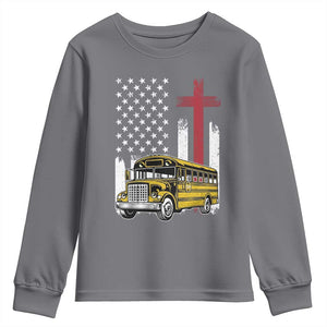 Bus Driver Patriotic Christian USA Flag Youth Sweatshirt School Bus Driver TS14 Charcoal Print Your Wear