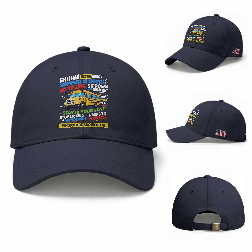 Funny School Bus Driver Life Baseball Cap Back to School Teacher Kids TS14 Baseball Cap Universal Fit Navy Print Your Wear