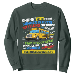 Funny School Bus Driver Life Sweatshirt Back to School Teacher Kids TS14 Dark Forest Green Print Your Wear