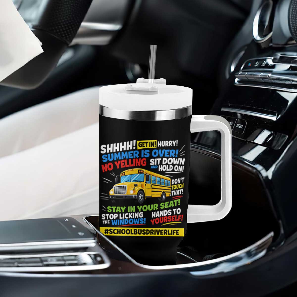 Funny School Bus Driver Life Tumbler With Handle Back to School Teacher Kids TS14 Print Your Wear