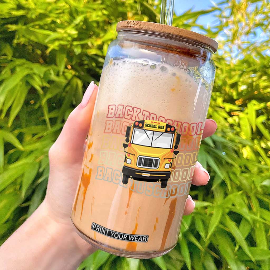 School Bus Driver Life Back to School Teacher Kids Glass Can TS14 Black Print Your Wear