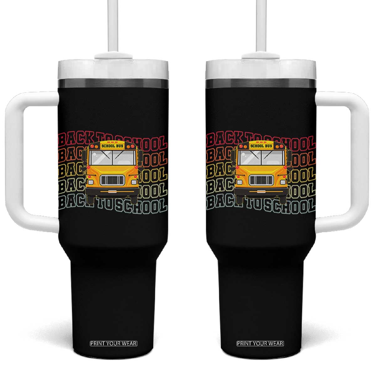 School Bus Driver Life Back to School Teacher Kids Tumbler With Handle TS14 One Size: 40 oz Black Print Your Wear