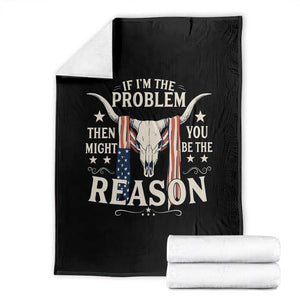 Cow Bull Skull American Flag Vintage Western Throw Blanket TS14 Black Print Your Wear