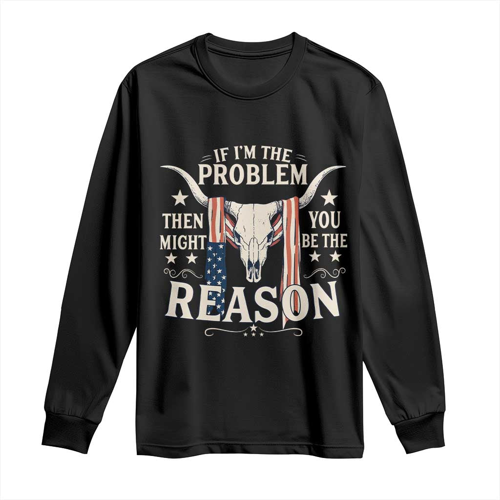 Cow Bull Skull American Flag Vintage Western Long Sleeve Shirt TS14 Black Print Your Wear