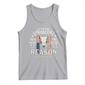 Cow Bull Skull American Flag Vintage Western Tank Top TS14 Athletic Heather Print Your Wear