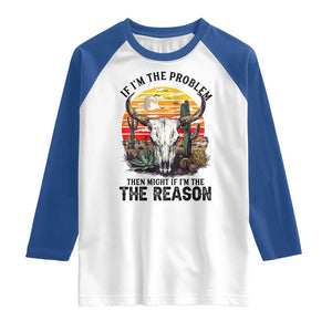 Cow Bull Skull Raglan Shirt If Problem Vintage Then You Might Be Reason TS14 White Royal Print Your Wear