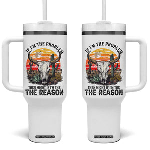 Cow Bull Skull Tumbler With Handle If Problem Vintage Then You Might Be Reason TS14 One Size: 40 oz White Print Your Wear