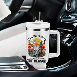 Cow Bull Skull Tumbler With Handle If Problem Vintage Then You Might Be Reason TS14 Print Your Wear