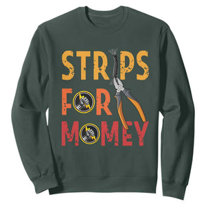 Funny Electrician Sweatshirt Strips For Money Electrical Humor TS14 Dark Forest Green Print Your Wear