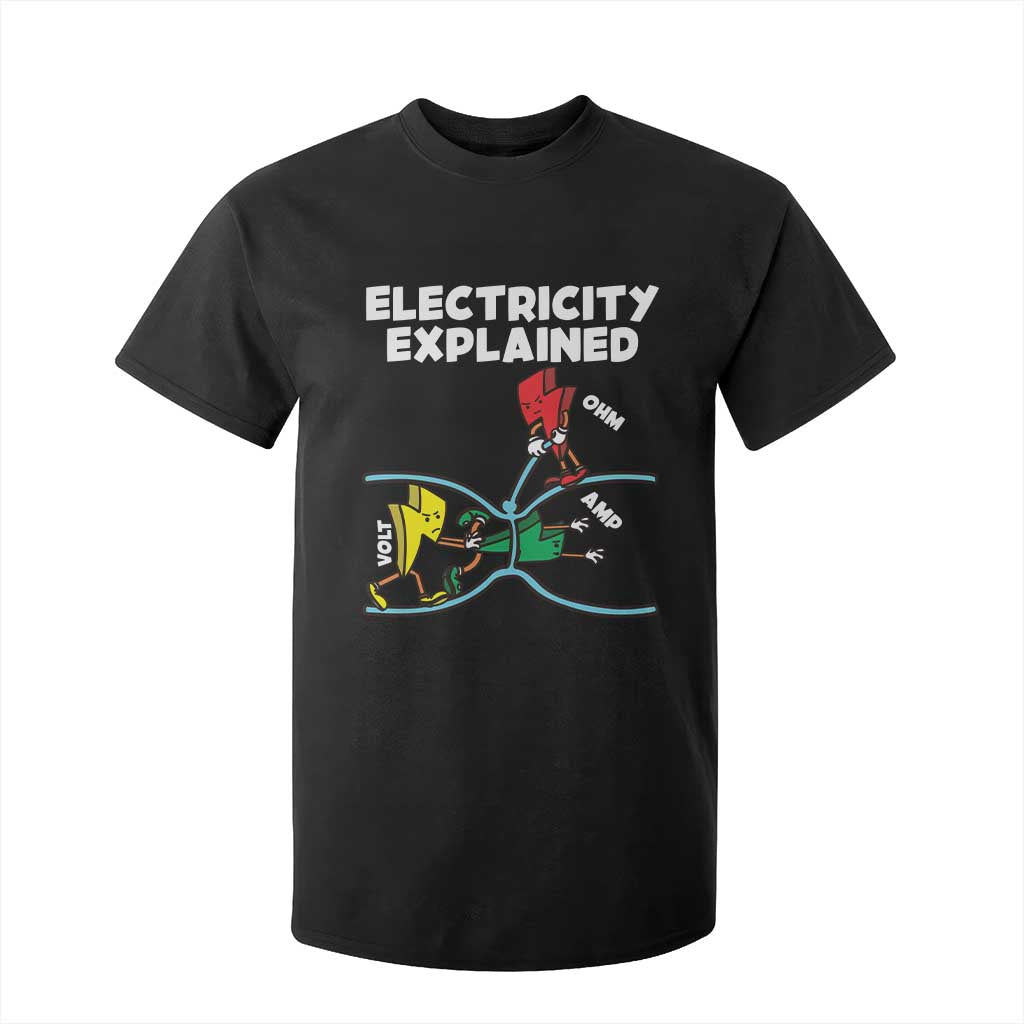 Funny Electricity T Shirt For Kid Ohm's Law Electricity Explained TS14 Black Print Your Wear