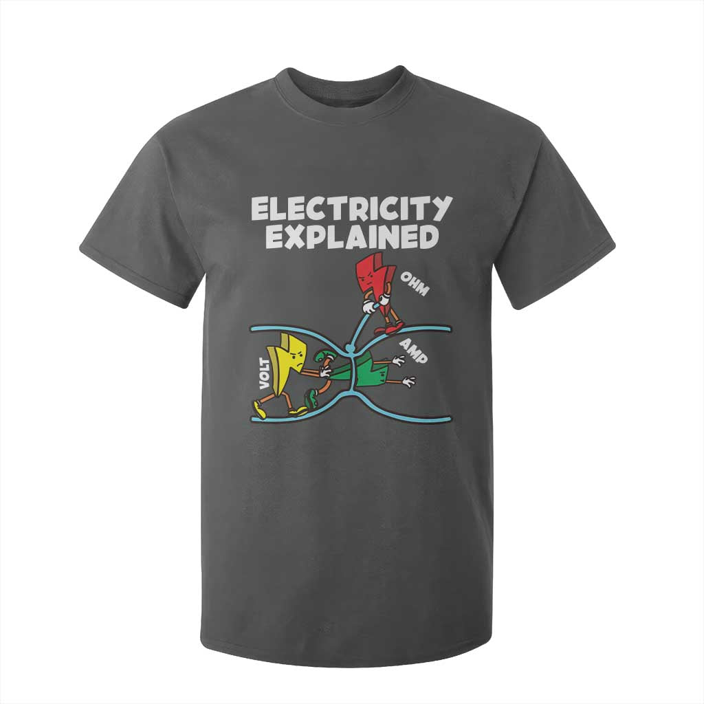 Funny Electricity T Shirt For Kid Ohm's Law Electricity Explained TS14 Dark Heather Print Your Wear