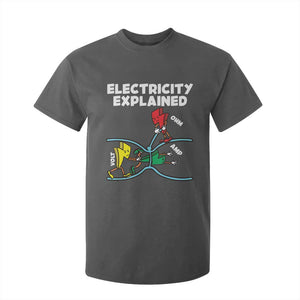 Funny Electricity T Shirt For Kid Ohm's Law Electricity Explained TS14 Dark Heather Print Your Wear