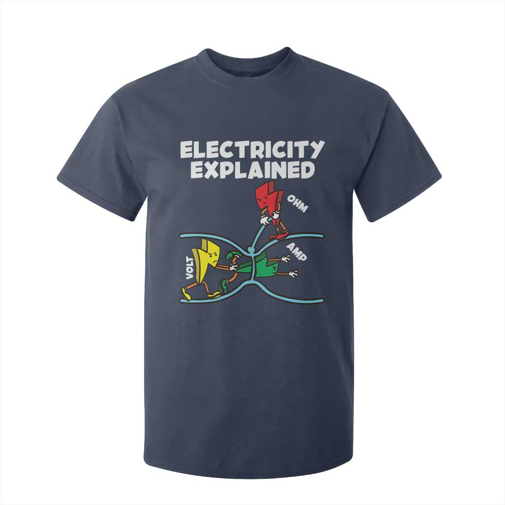 Funny Electricity T Shirt For Kid Ohm's Law Electricity Explained TS14 Navy Print Your Wear