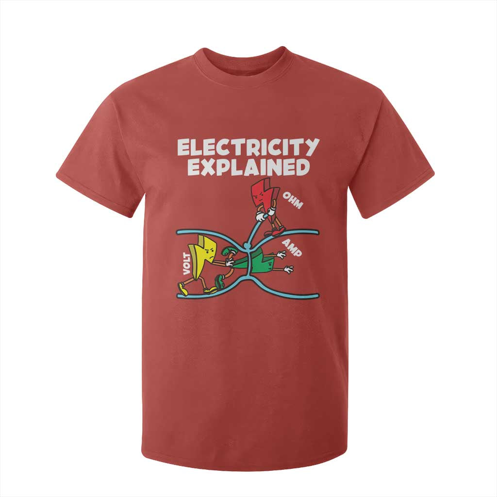 Funny Electricity T Shirt For Kid Ohm's Law Electricity Explained TS14 Red Print Your Wear