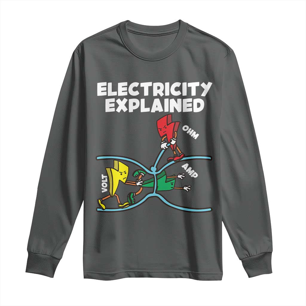 Funny Electricity Long Sleeve Shirt Ohm's Law Electricity Explained TS14 Dark Heather Print Your Wear