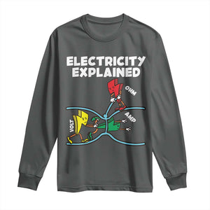 Funny Electricity Long Sleeve Shirt Ohm's Law Electricity Explained TS14 Dark Heather Print Your Wear