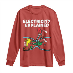 Funny Electricity Long Sleeve Shirt Ohm's Law Electricity Explained TS14 Red Print Your Wear