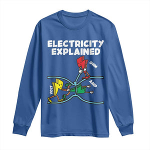Funny Electricity Long Sleeve Shirt Ohm's Law Electricity Explained TS14 Royal Blue Print Your Wear