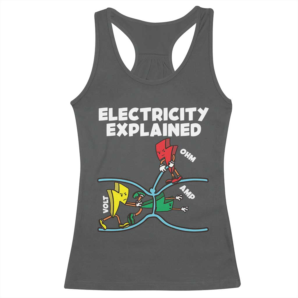 Funny Electricity Racerback Tank Top Ohm's Law Electricity Explained TS14 Dark Heather Print Your Wear