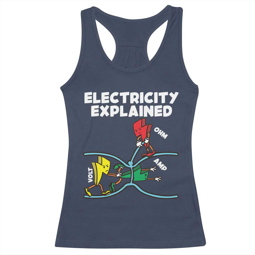 Funny Electricity Racerback Tank Top Ohm's Law Electricity Explained TS14 Navy Print Your Wear