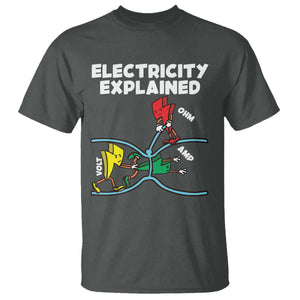 Funny Electricity T Shirt Ohm's Law Electricity Explained TS14 Dark Heather Print Your Wear