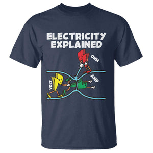 Funny Electricity T Shirt Ohm's Law Electricity Explained TS14 Navy Print Your Wear