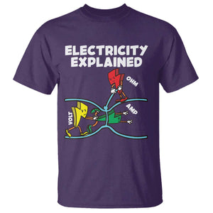 Funny Electricity T Shirt Ohm's Law Electricity Explained TS14 Purple Print Your Wear
