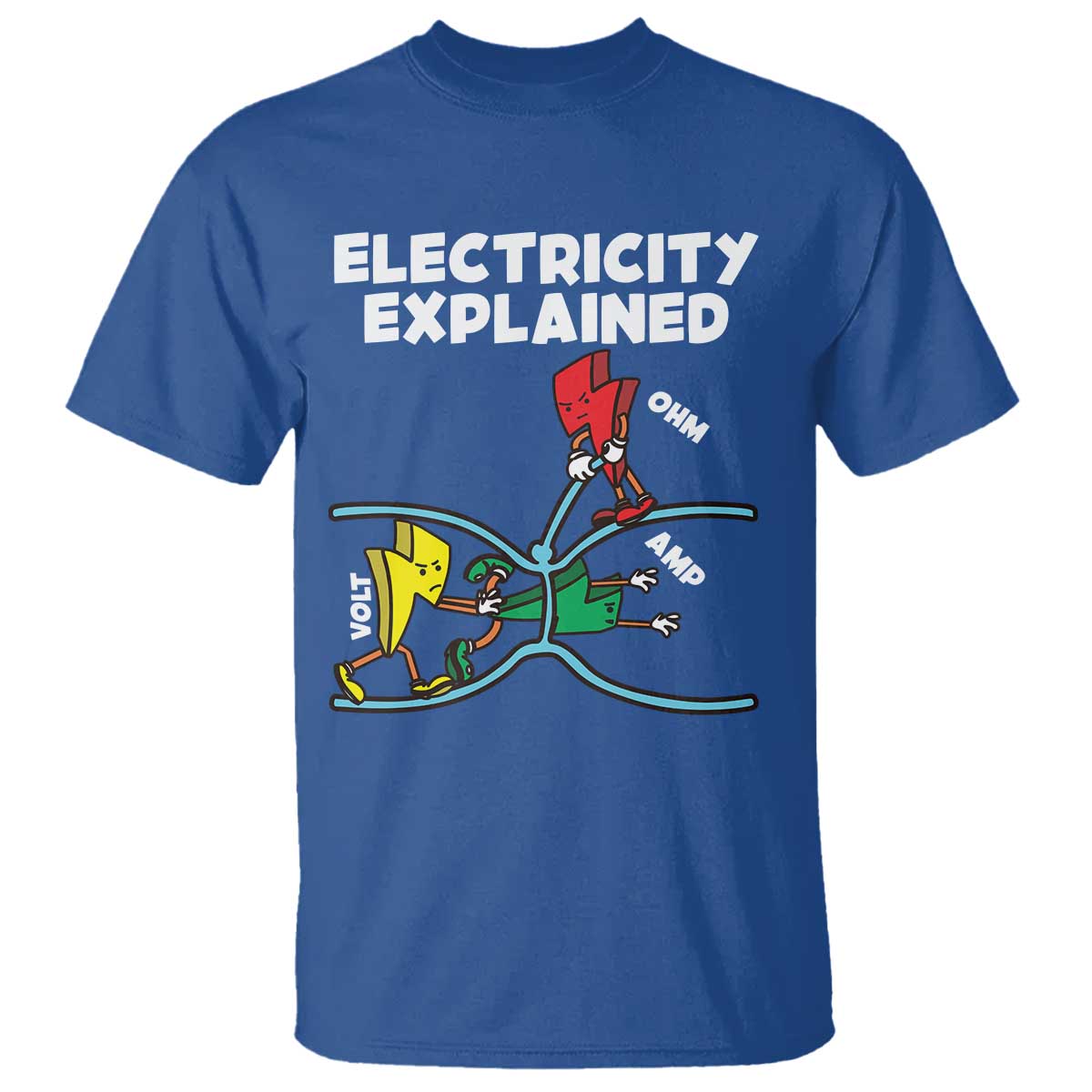 Funny Electricity T Shirt Ohm's Law Electricity Explained TS14 Royal Blue Print Your Wear