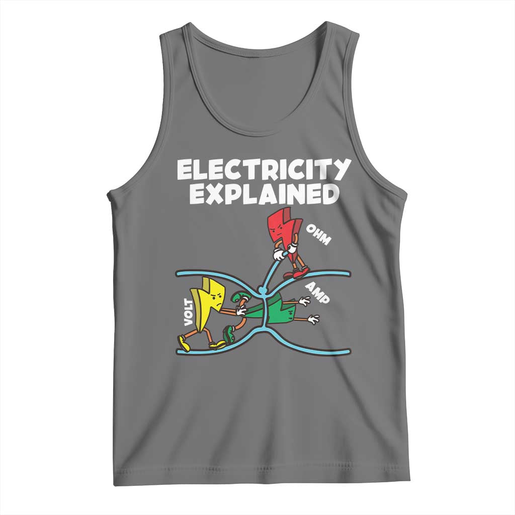 Funny Electricity Tank Top Ohm's Law Electricity Explained TS14 Black Heather Print Your Wear