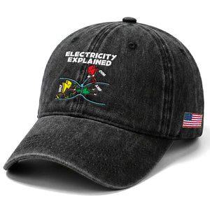 Funny Electricity Washed Cotton Baseball Cap Ohm's Law Electricity Explained TS14 Print Your Wear