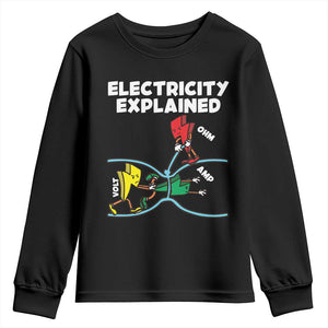 Funny Electricity Youth Sweatshirt Ohm's Law Electricity Explained TS14 Black Print Your Wear