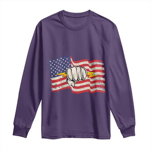 Electrician American Flag Long Sleeve Shirt Patriotic Electrical Worker TS14 Purple Print Your Wear