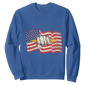 Electrician American Flag Sweatshirt Patriotic Electrical Worker TS14 Royal Blue Print Your Wear