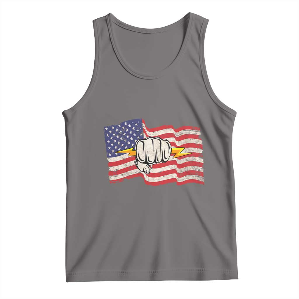 Electrician American Flag Tank Top Patriotic Electrical Worker TS14 Deep Heather Print Your Wear